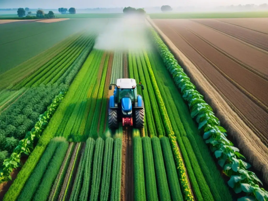Tractor moderno con tecnología GNSS en campo de cultivo Agricultura de Precisión con GNSS: Farmer en tractor moderno en campo vasto y exuberante, integrando tecnología avanzada