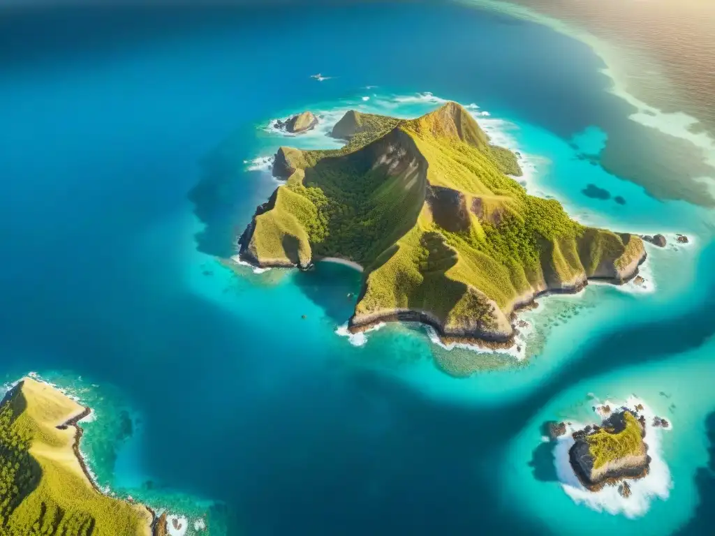 Antigua cartografía del lecho marino en el Pacífico Sur, detallada y sepia