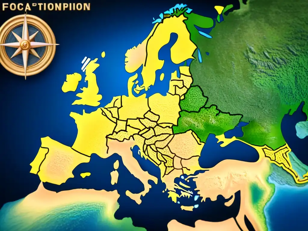 Antiguo mapa europeo detallado del siglo XVI, con brújulas, monstruos marinos y barcos