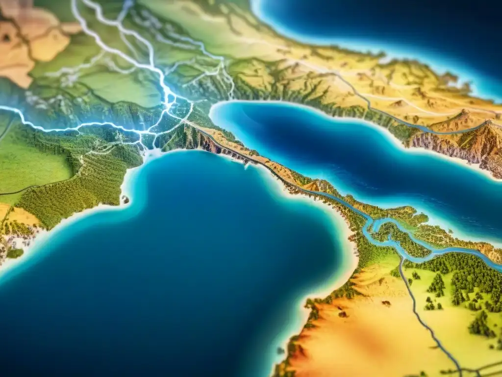 Avanzada IA en la evolución cartografía: datos geográficos detallados crean mapas precisos en una interfaz hipnótica de algoritmos