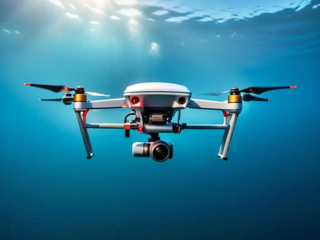 Exploración submarina: drone de mapeo avanzado en las profundidades, simbolizando la evolución de las tecnologías de mapeo submarino