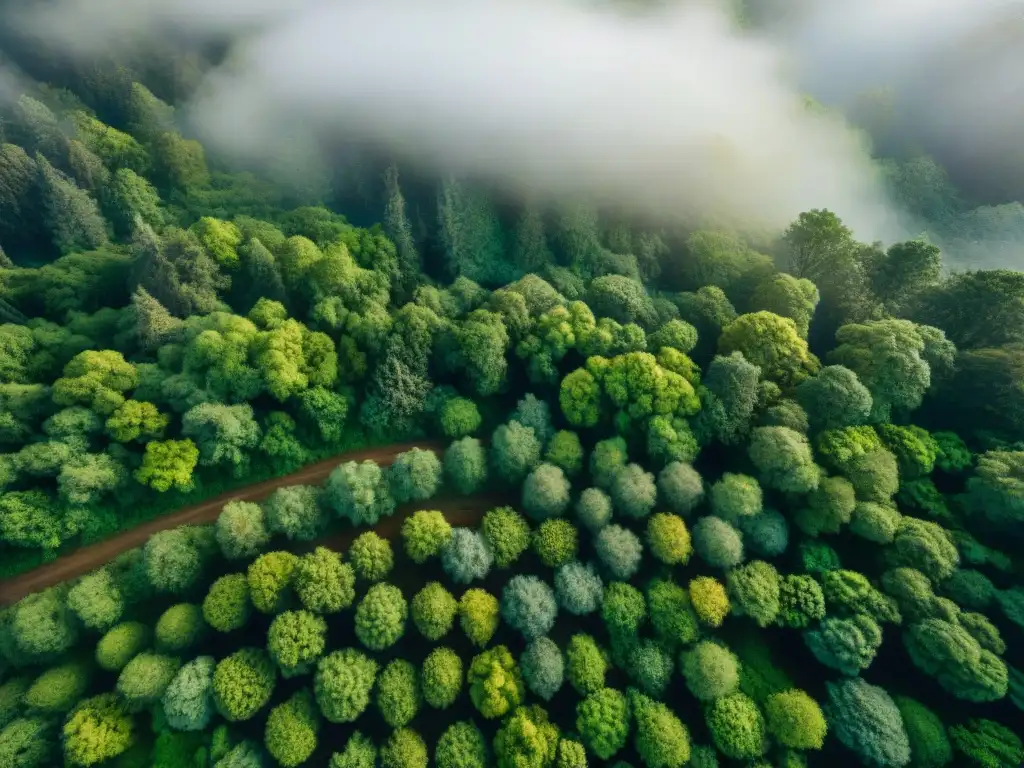 Bosque ancestral visto desde arriba con tecnología LiDAR, desvelando secretos de la naturaleza