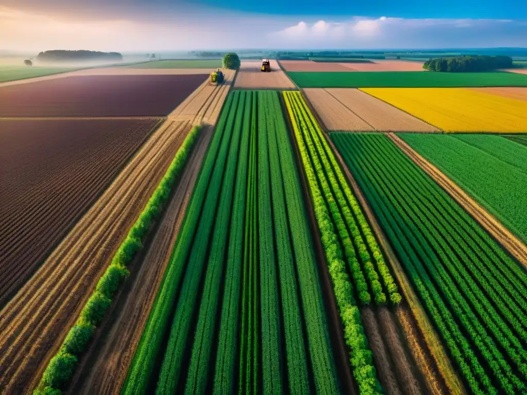 Campo agrícola moderno con tecnología GNSS avanzada Campo agrícola moderno con tecnología GNSS, tractores automatizados, drones y agricultores con tablets realizando análisis de datos en tiempo real