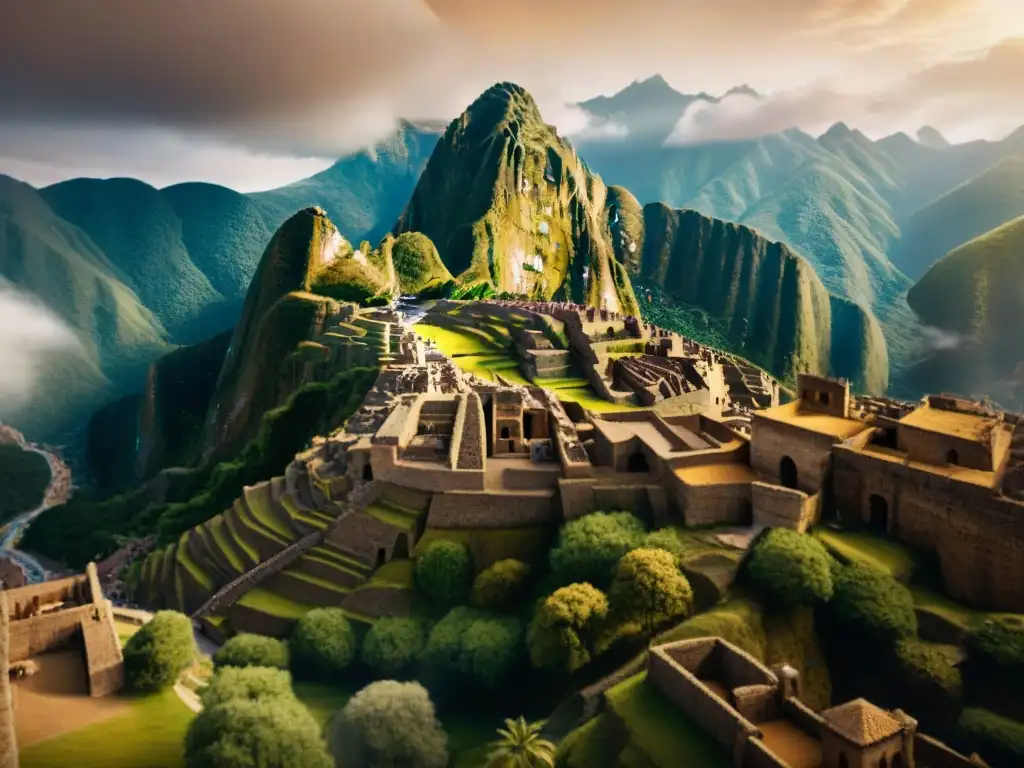 Reconstrucción cartográfica de ciudades antiguas en sepia detallada de Pompeya o Machu Picchu