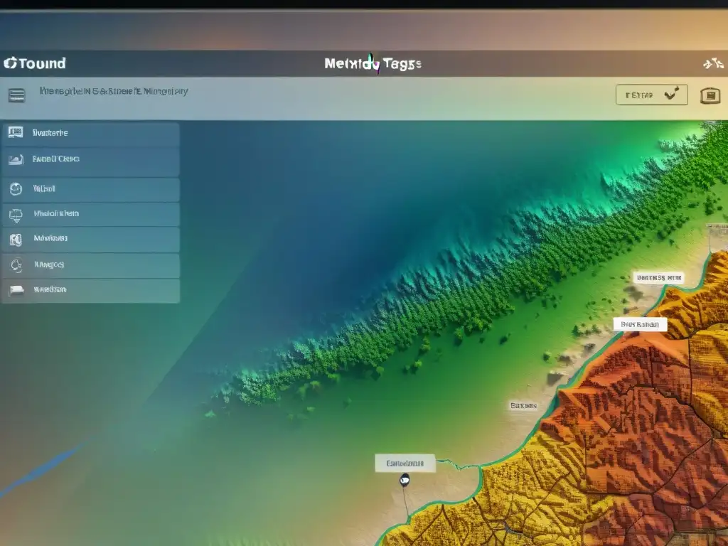 Un cartógrafo meticuloso gestiona metadatos en software de cartografía