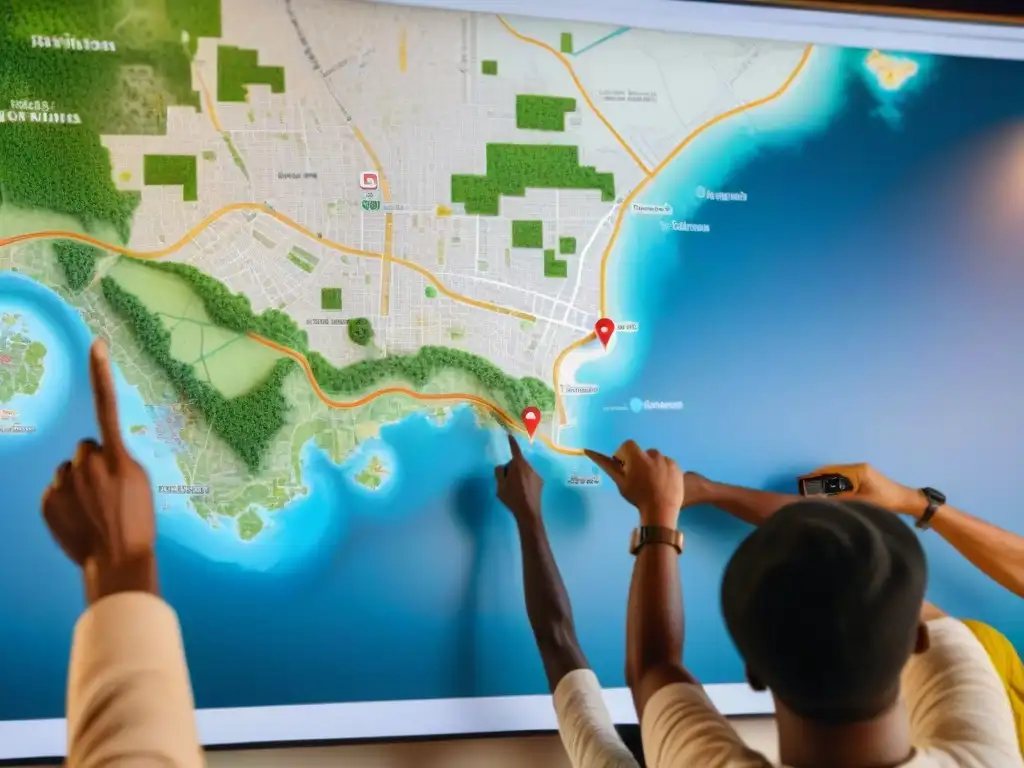 Una comunidad diversa usando tecnología GPS para mapeo participativo de zonas locales