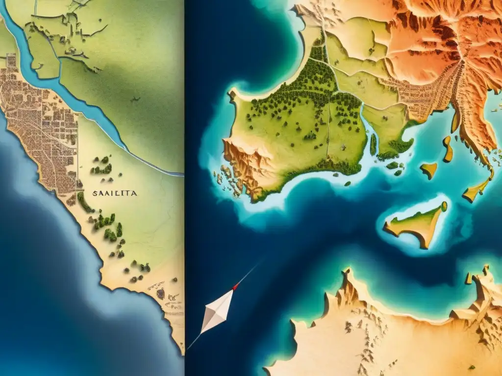 Contraste entre antiguo mapa y moderna imagen satelital simboliza evolución en cartografía