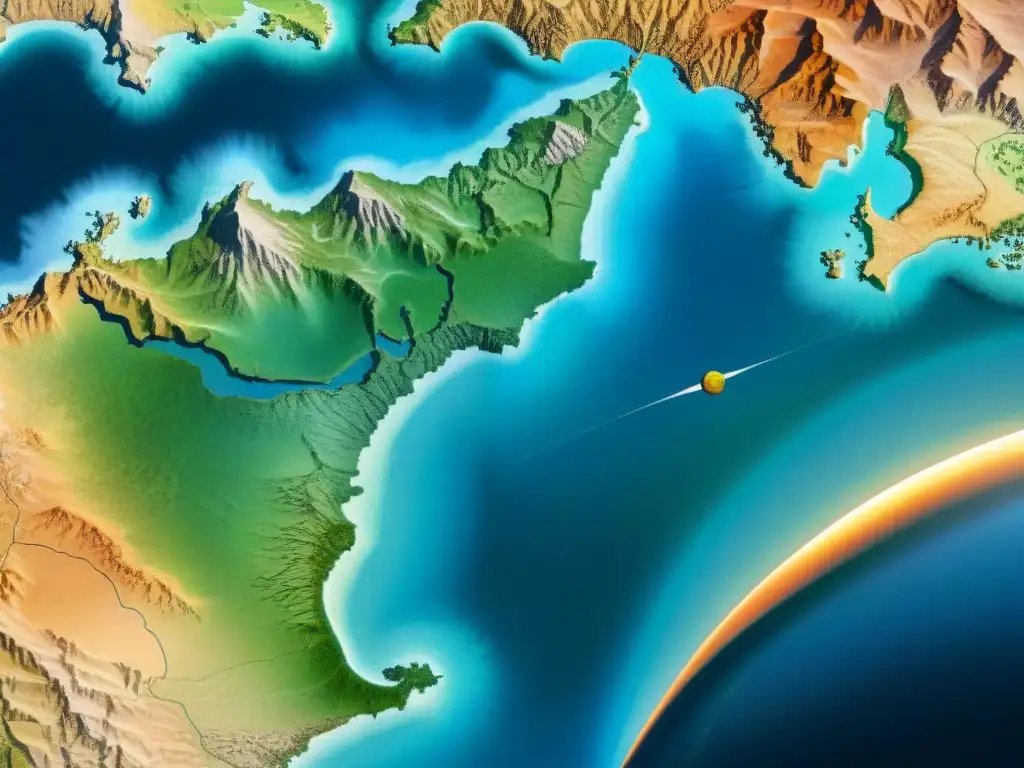 Contraste entre evolución cartografía: mapa antiguo dibujado a mano vs tecnología satelital