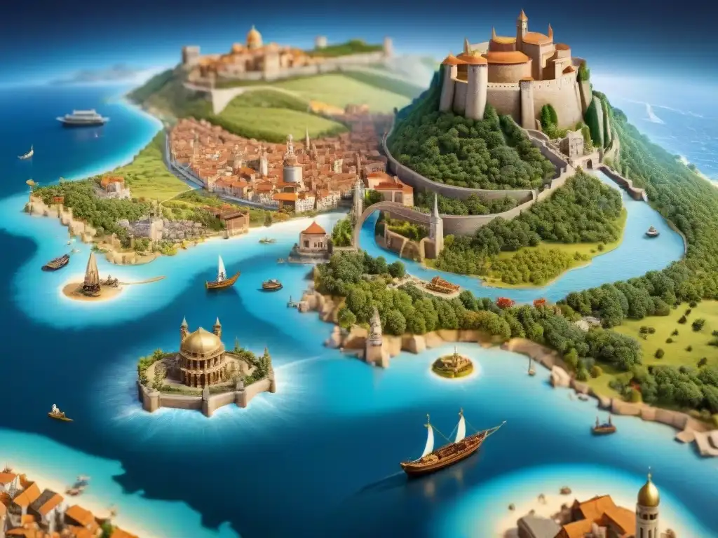 Mapa detallado de ciudades italianas renacentistas con ilustraciones intrigantes Detallada cartografía de ciudades italianas en sepia, mostrando calles, murallas y plazas