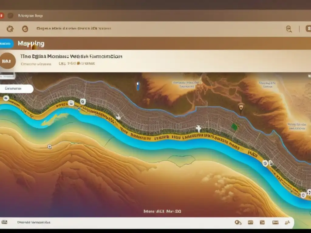 Detallada personalización en web mapping en tono sepia cálido