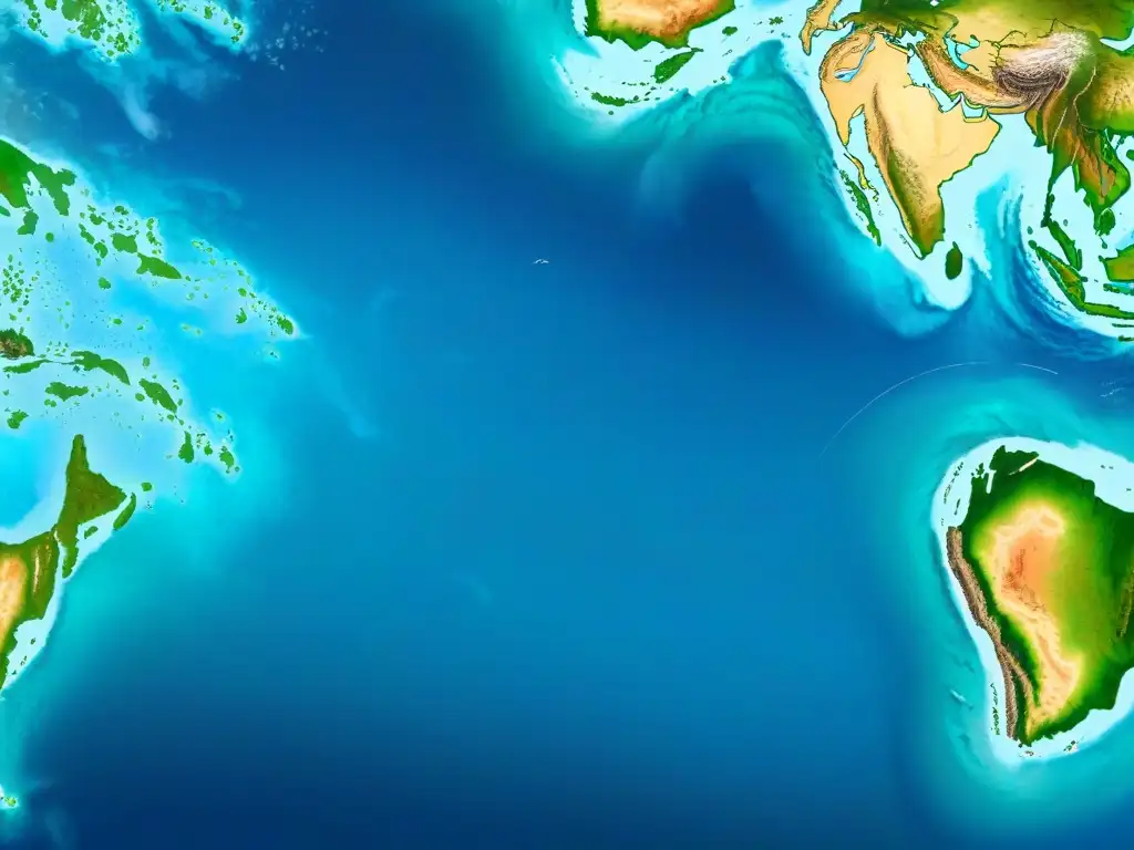 Una detallada cartografía de tsunamis moderna en sepia, mostrando la compleja topografía submarina y datos sobre tsunamis