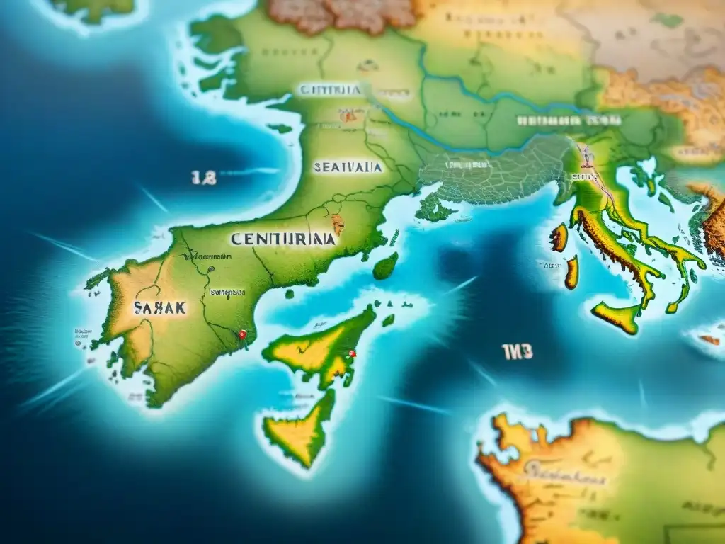 Detallado mapa antiguo en sepia con adornos y detalles cartográficos, evocando la evolución de la cartografía a través de los siglos