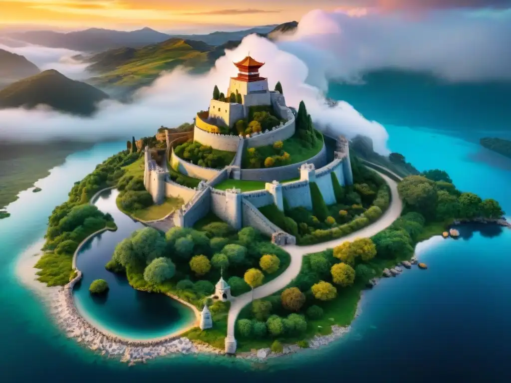 Detallado mapa antiguo en sepia con criaturas míticas y símbolos divinos