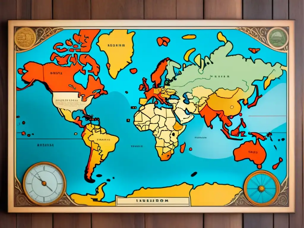 Detallado mapa antiguo sobre mesa de madera, iluminado naturalmente, evocando la importancia de la cartografía histórica