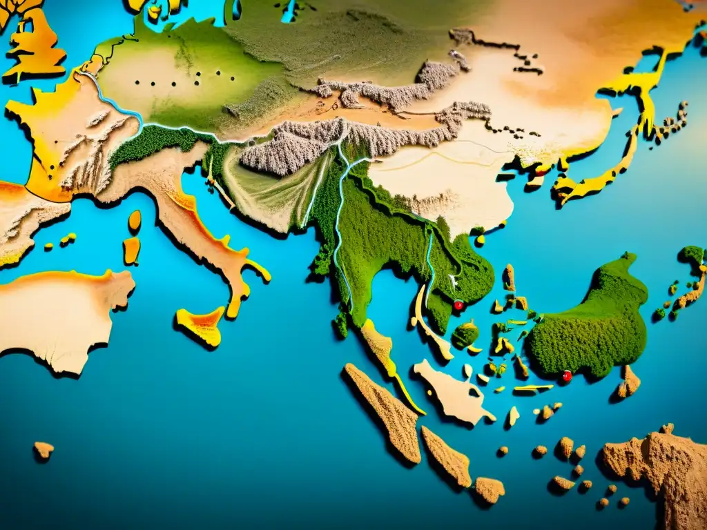 Detallado mapa antiguo de la Ruta de la Seda en tonos sepia, resaltando la evolución cartográfica