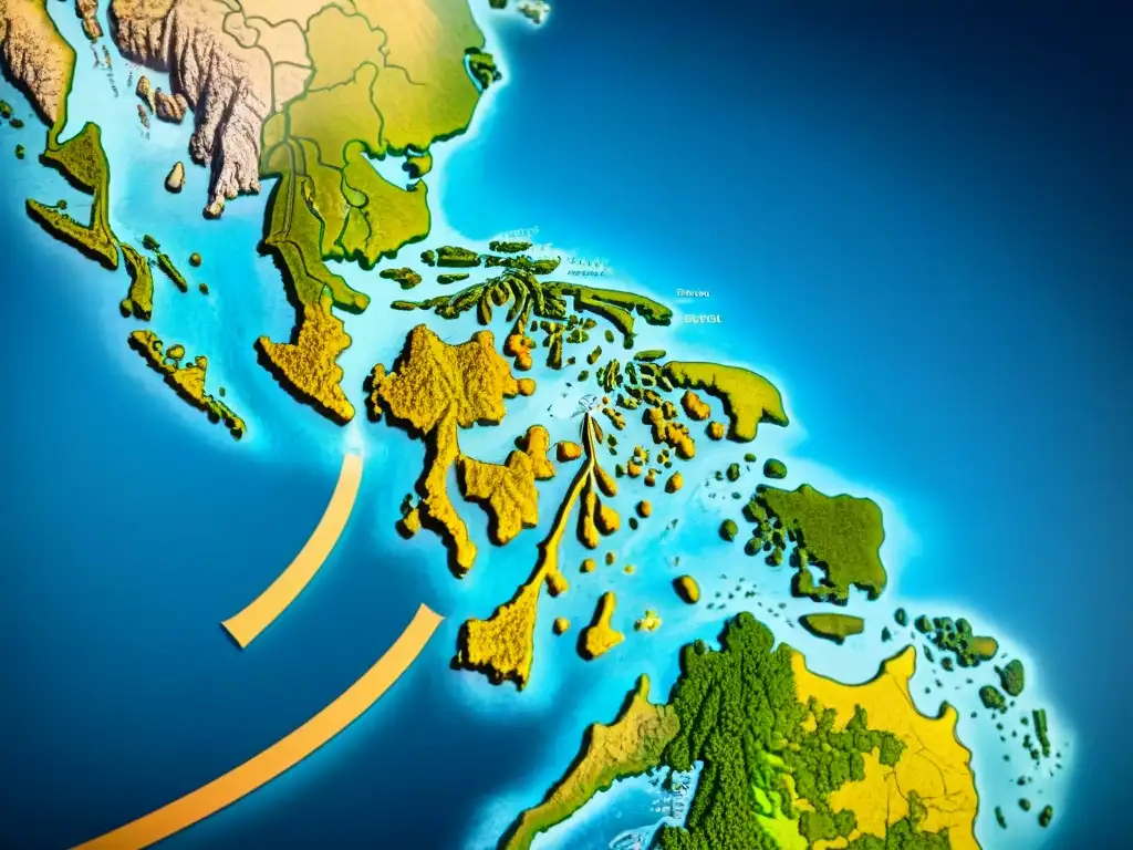 Detallado mapa sepia de Filipinas, evolución cartografía desde antiguos mapas manuscritos a era digital