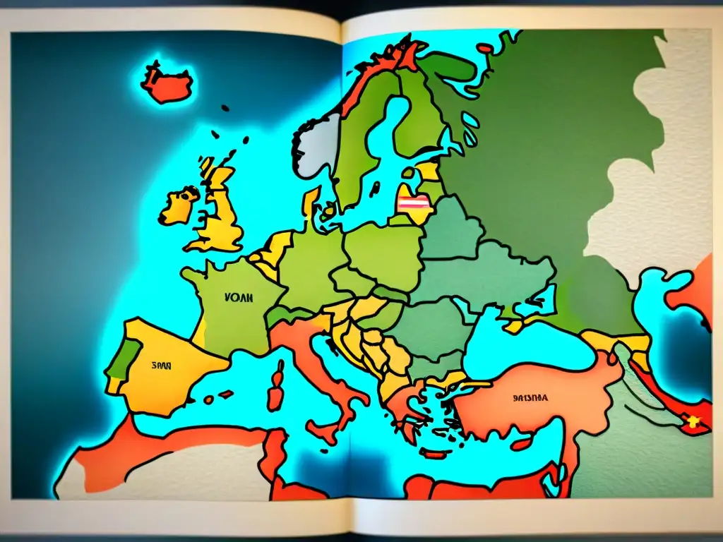 Detallado mapa sepia de Europa con evolución cartográfica, fronteras cambiantes y hitos históricos