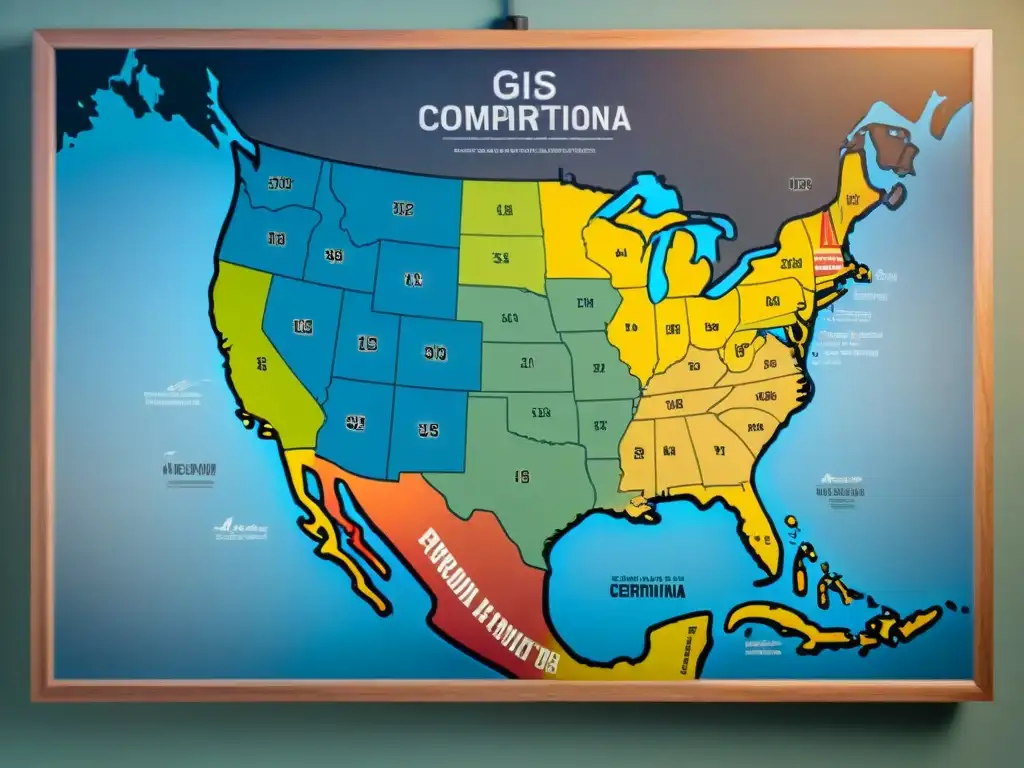 Un detallado mapa sepia muestra la evolución de las Certificaciones SIG en América del Norte, con elementos cartográficos vintage