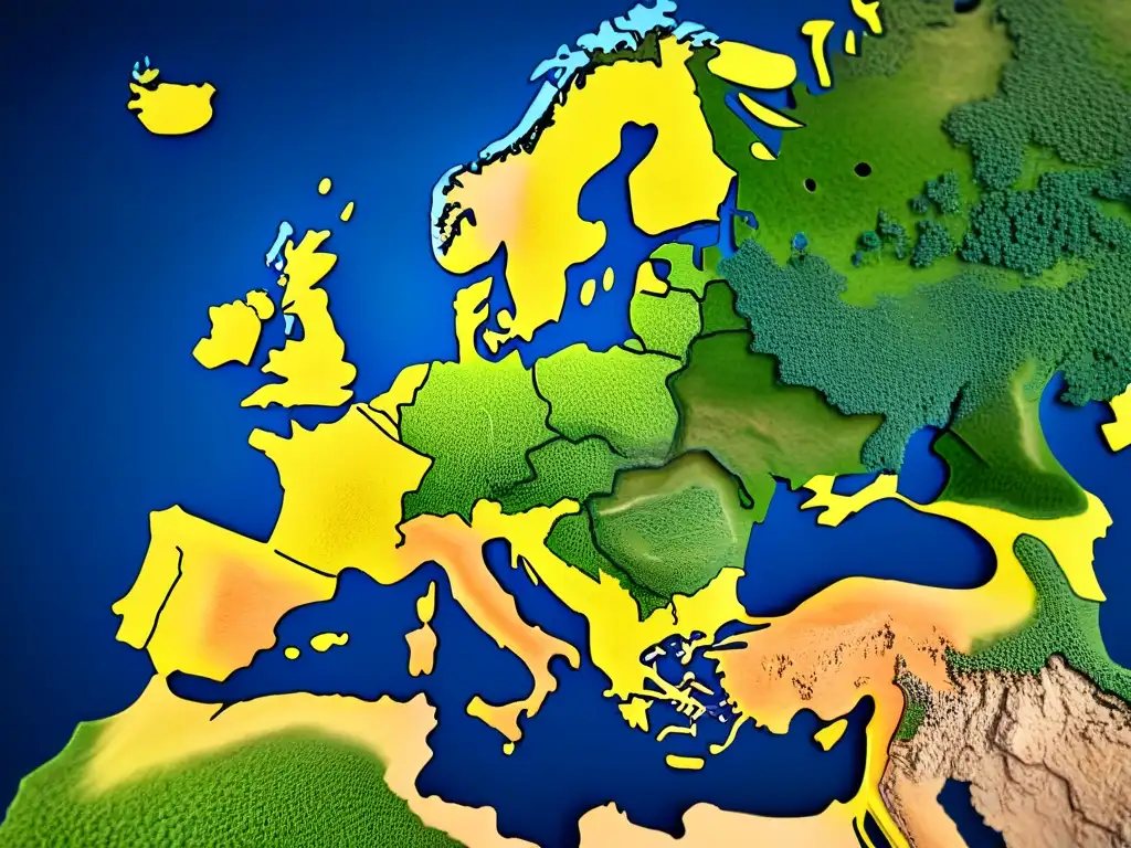 Detallado mapa sepia de Europa, mostrando la evolución de la cartografía digital con detalles intrincados