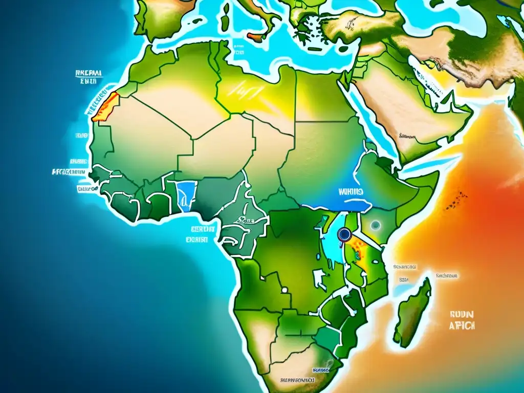 Detallado mapa sepia de África con evolución cartografía mapas digitales