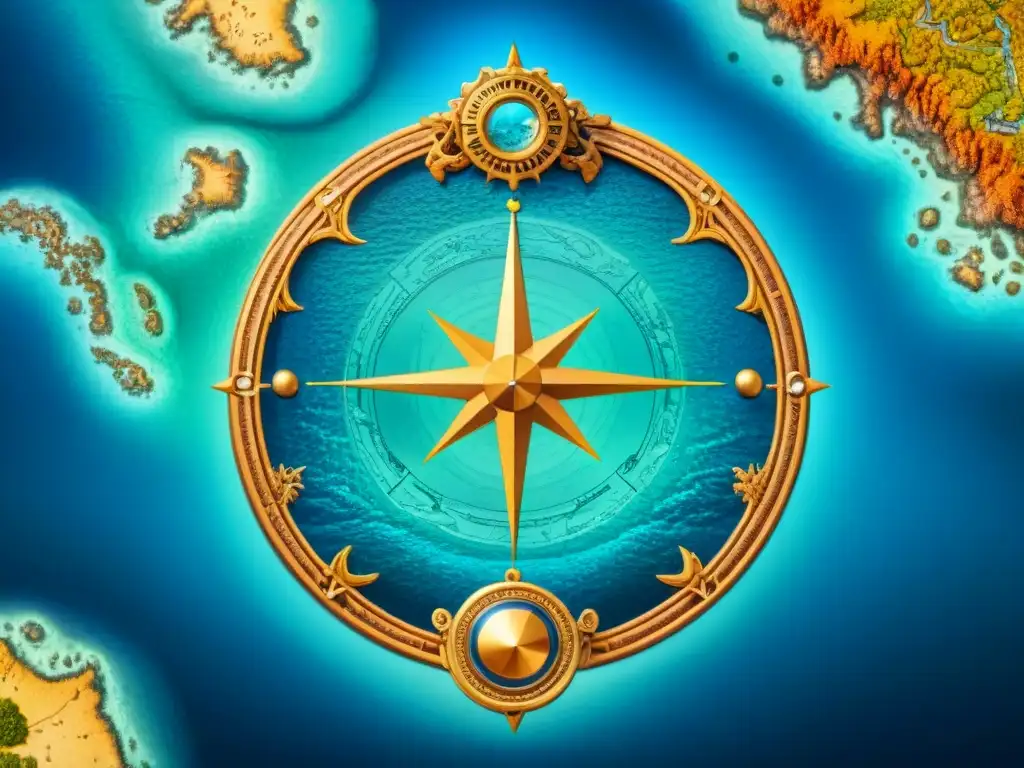 Mapa histórico del fondo marino: detalles y vida marina Detallado mapa sepia del fondo marino con vida marina y elementos cartográficos, mostrando evolución cartografía fondo marino