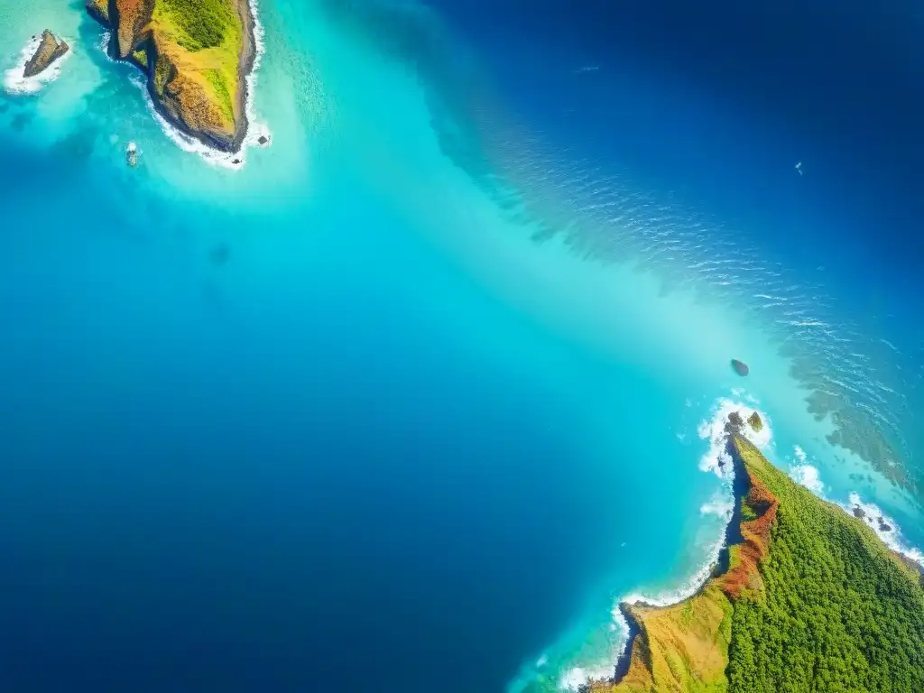 Un detallado mapa sepia del océano Pacífico Sur, resaltando las formas únicas de las islas