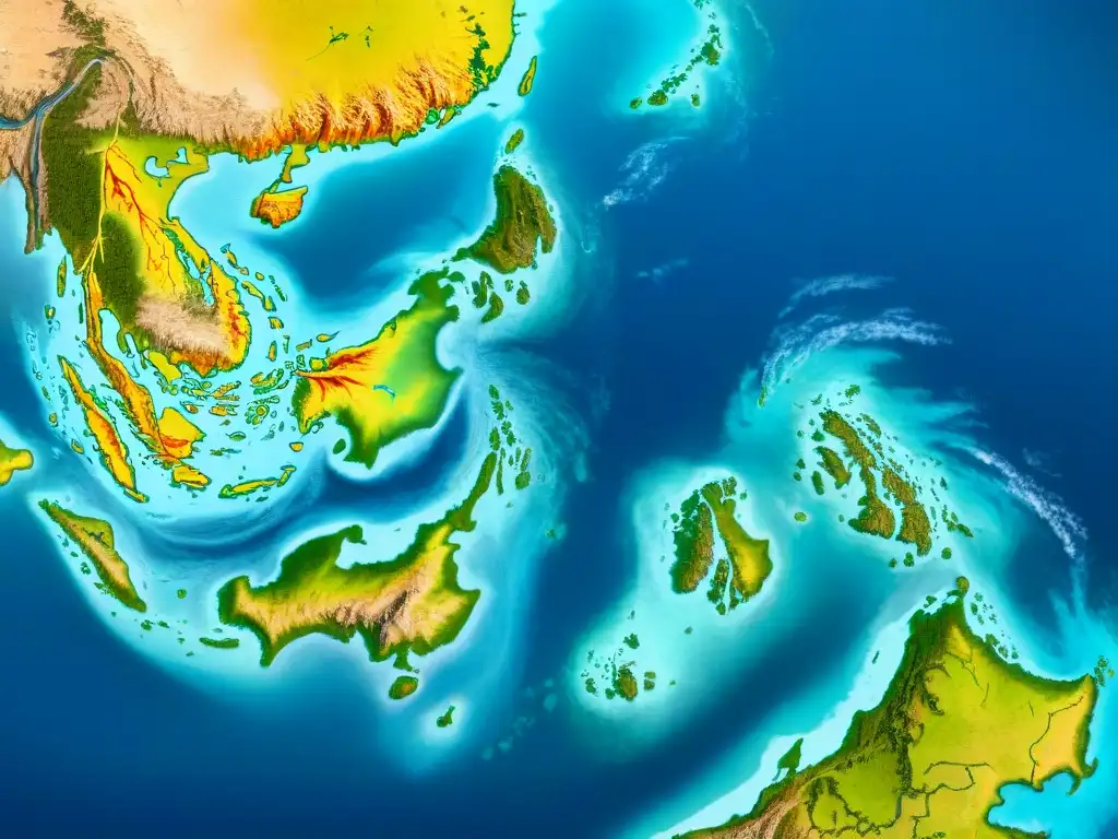 Detallado mapa histórico de la evolución cartografía mar China Meridional en sepia