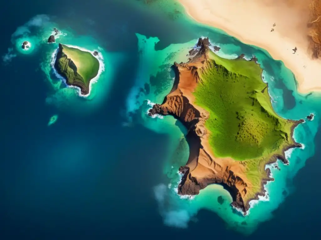 Detallado mapa sepia de las Islas Galápagos, evocando exploración y descubrimiento en la evolución cartografía islas Galápagos