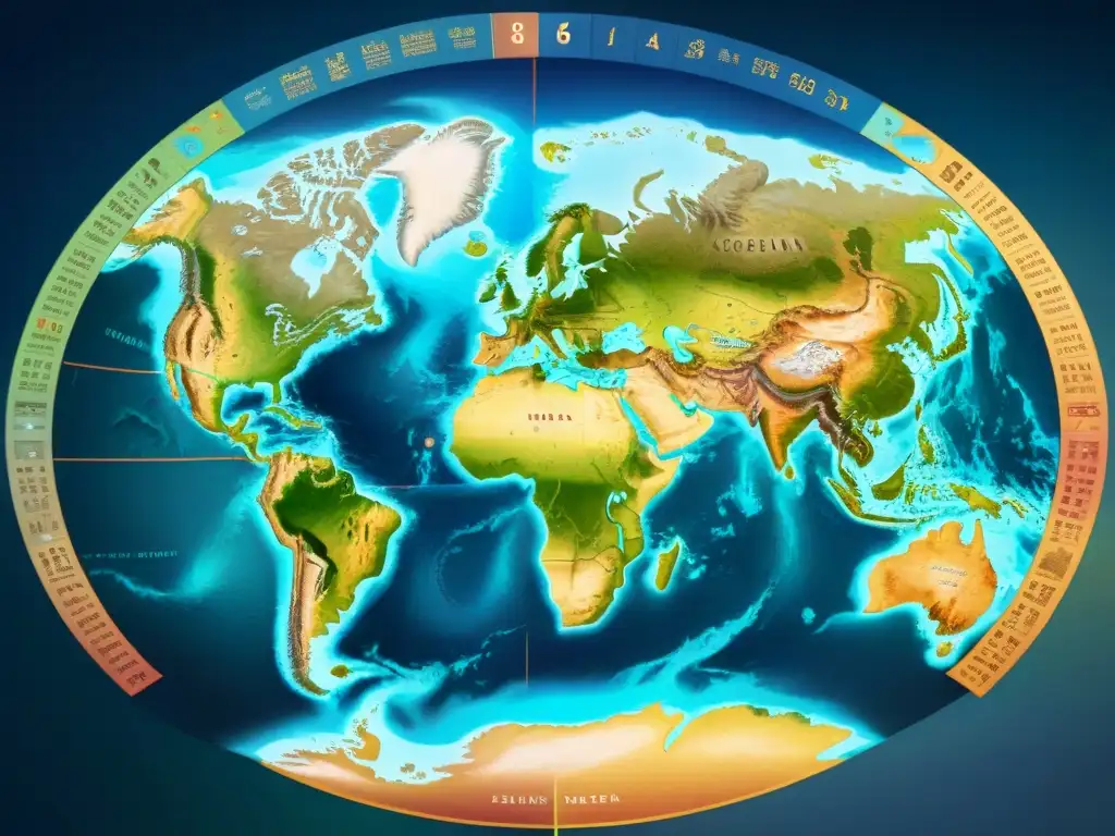 Detallado mapa del mundo Ptolemaico en sepia