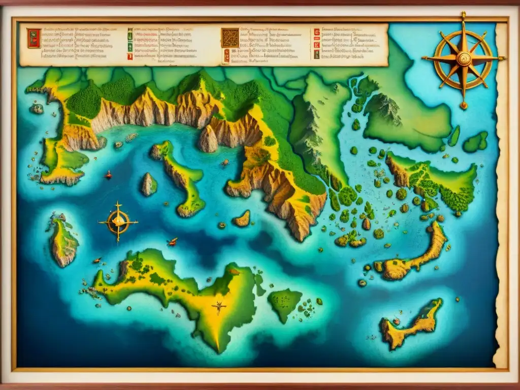 Detallado mapa náutico sepia del siglo XVI con costas, monstruos marinos y rutas, reflejando la evolución de cartografía renacentista