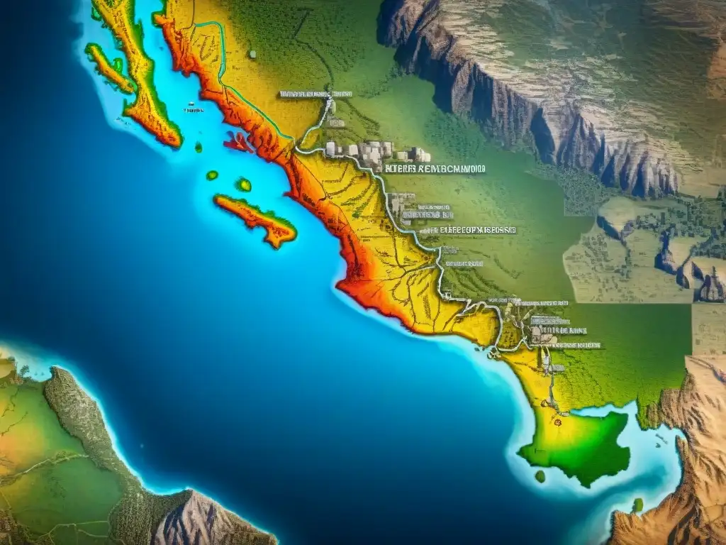 Detallado mapa precolombino de territorios disputados entre tribus indígenas