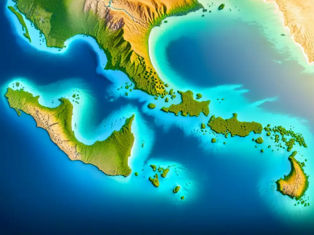 Un detallado mapa sepia mostrando las rutas de los viajes de Abel Tasman por el Océano Pacífico, con ilustraciones de islas y costas