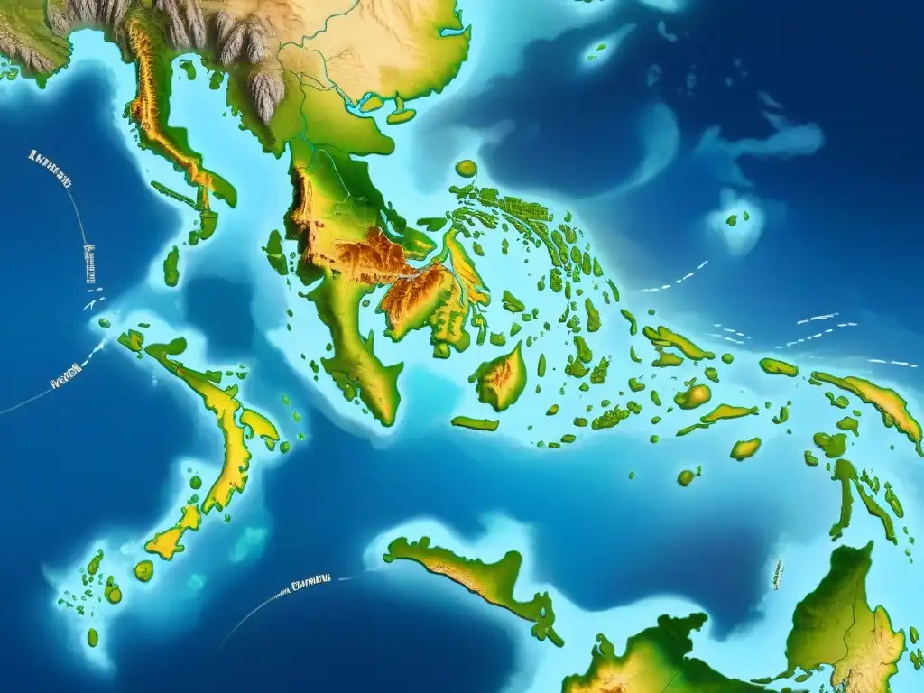 Detallado mapa sepiatono de Filipinas, evolución cartografía de la era digital