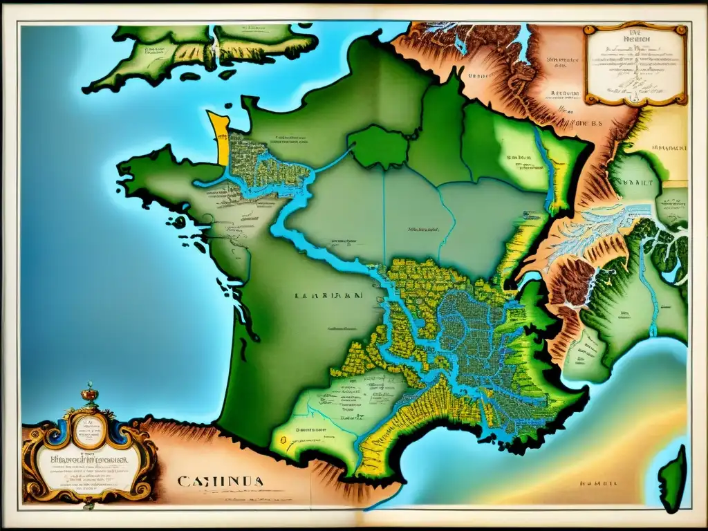 Detallado mapa sepia de Francia del siglo XVIII, muestra la evolución cartográfica de la familia Cassini