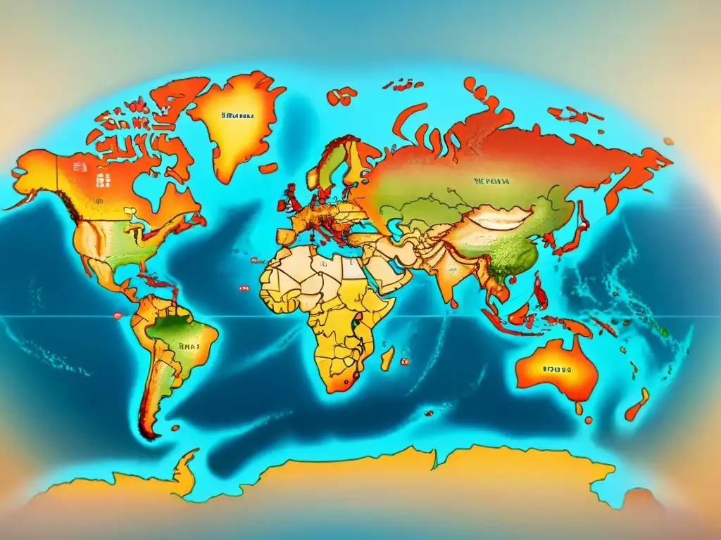 Un detallado mapa vintage del mundo en sepia, mostrando la evolución de la cartografía digital