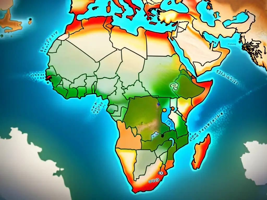 Detalle sepia de un antiguo mapa de África, evocando historia y exploración