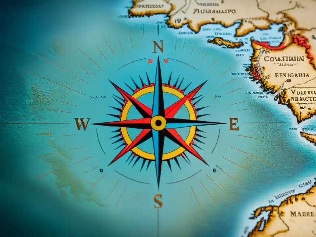 Detalle sepia de un antiguo mapa de navegación, resaltando la Importancia de las proyecciones cartográficas en la navegación histórica