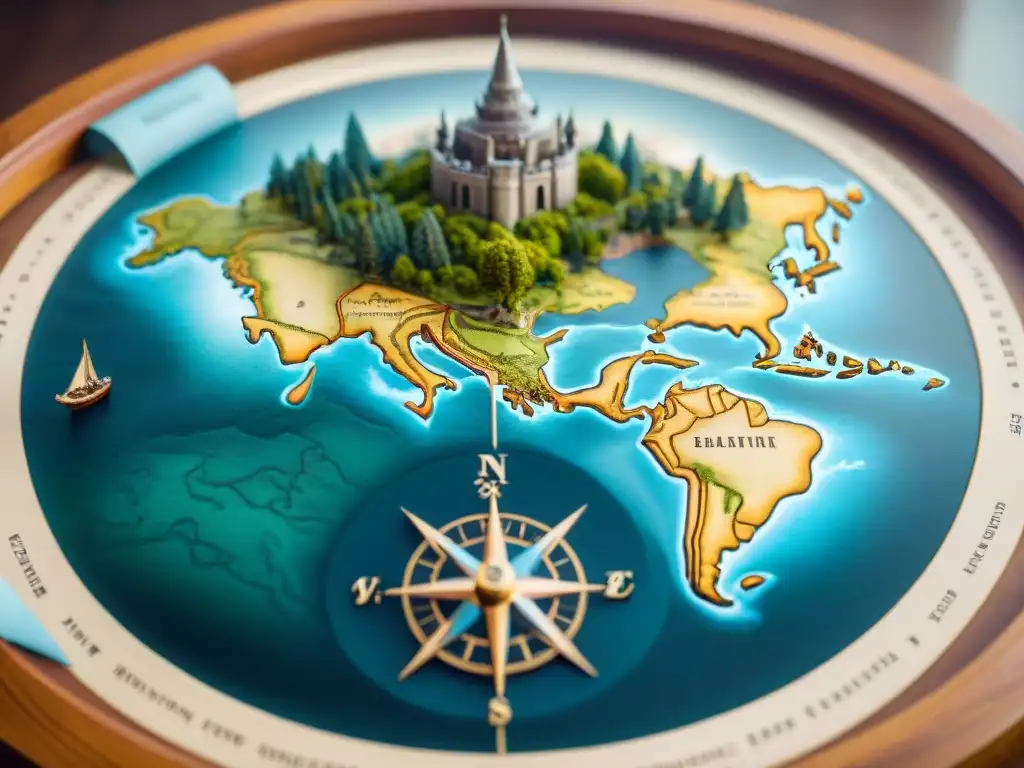 Mapa detallado sepia: evolución de la cartografía Detalle sepia evolución cartografía: mapas antiguos manuscritos a modernas técnicas digitales, con rosas de los vientos y monstruos marinos