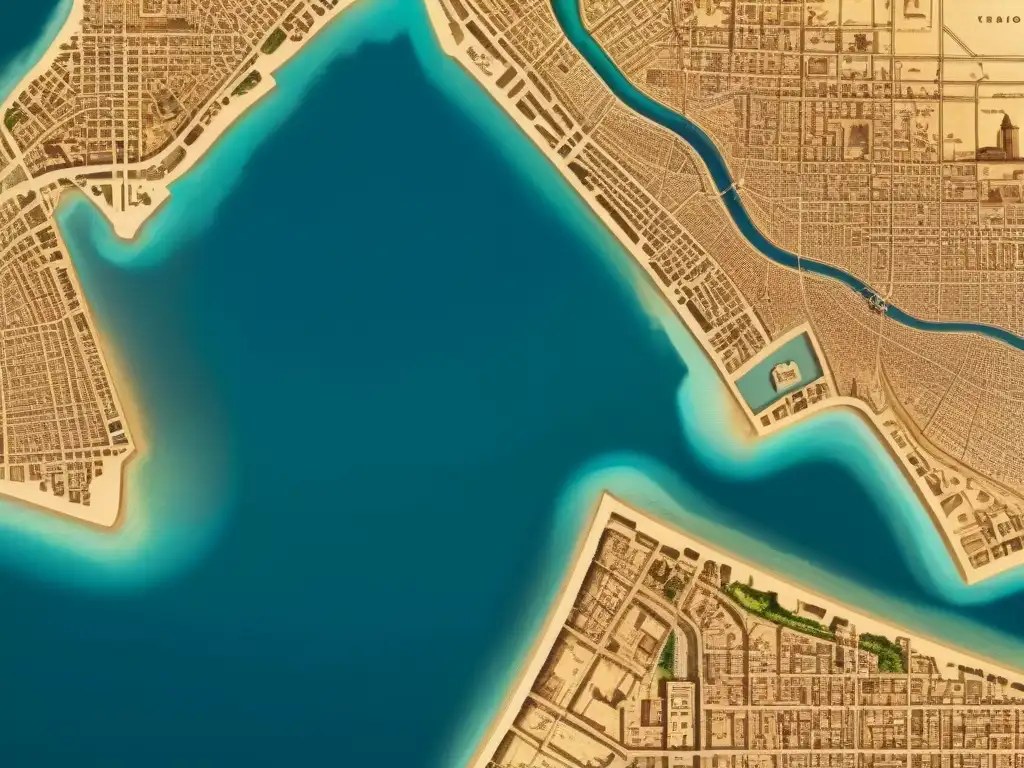 Detalle sepia de mapa antiguo de El Cairo, reflejando la evolución de la cartografía en la región