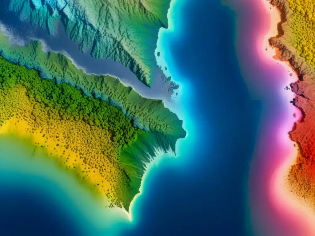 Detalle de mapas superpuestos con datos geográficos en ENVI