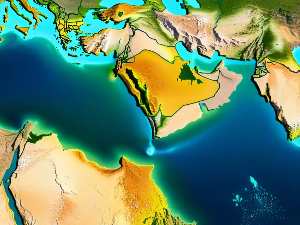 Fusión de cartografía digital satélites Medio Oriente en paisajes antiguos