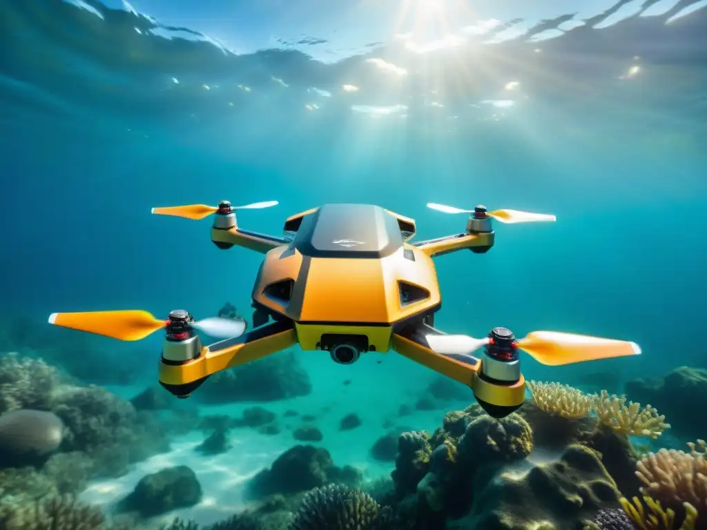 Un dron submarino de última generación explorando el océano y creando un mapa digital detallado