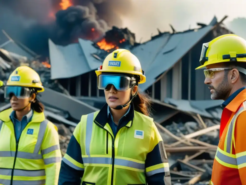 Equipo de emergencia usando Realidad Aumentada en rescate tras desastre natural