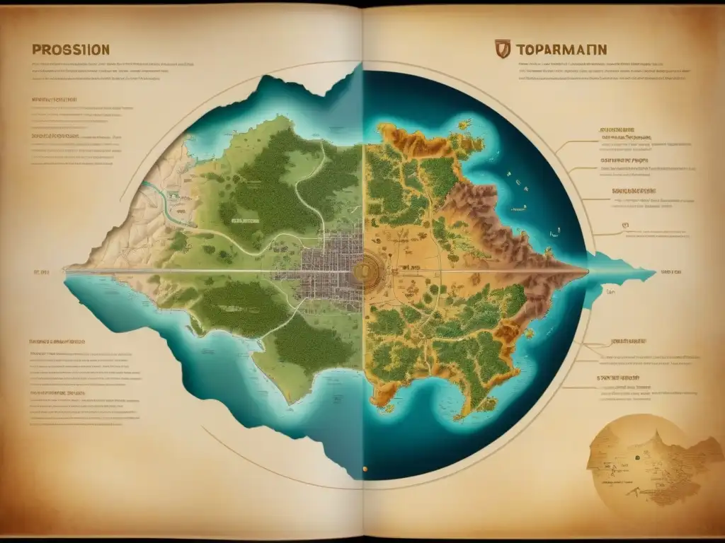 Evocadora evolución de la cartografía digital desde mapas antiguos hasta modernas representaciones detalladas en sepia