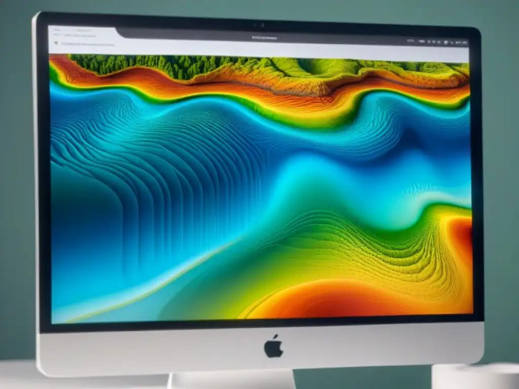 Exploración detallada de un mapa topográfico en pantalla, utilizando software cartografía topográfica avanzada