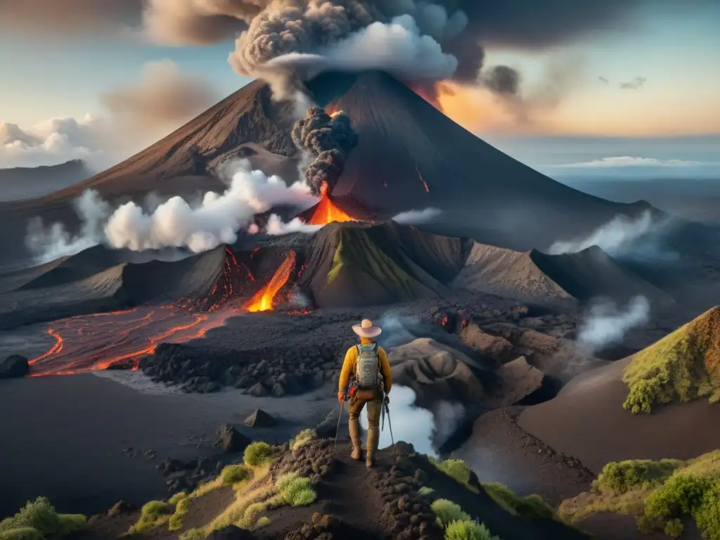 Exploradores cartografían un paisaje mítico con volcanes en erupción