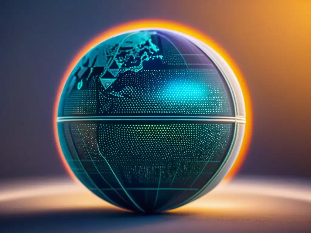 Fascinante proyección holográfica futurista de un globo terráqueo con tecnología cartográfica digital