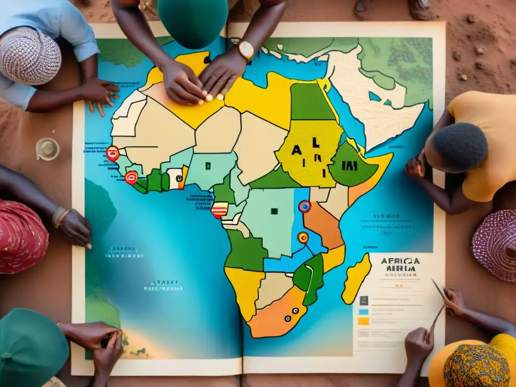 Grupo africano participando en cartografía comunitaria en África