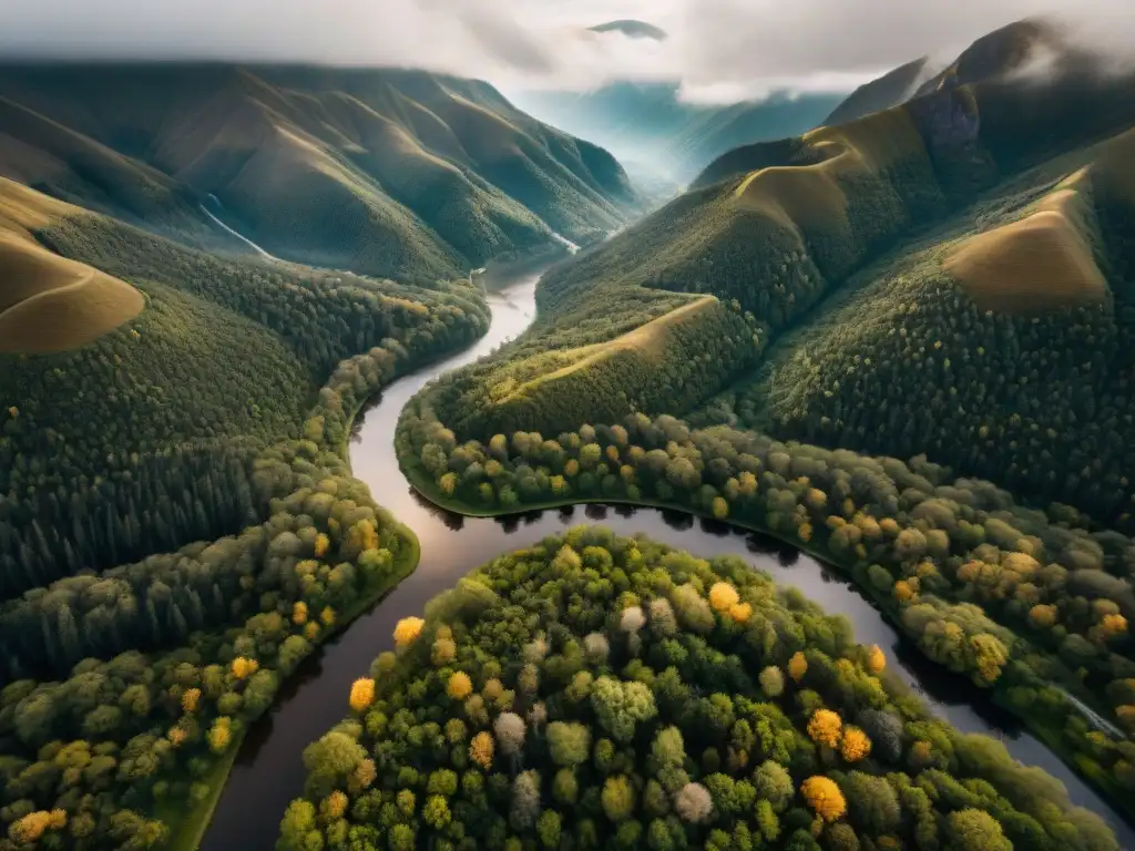 Explora la historia de la cartografía aérea en un paisaje montañoso capturado por un dron en tonos sepia