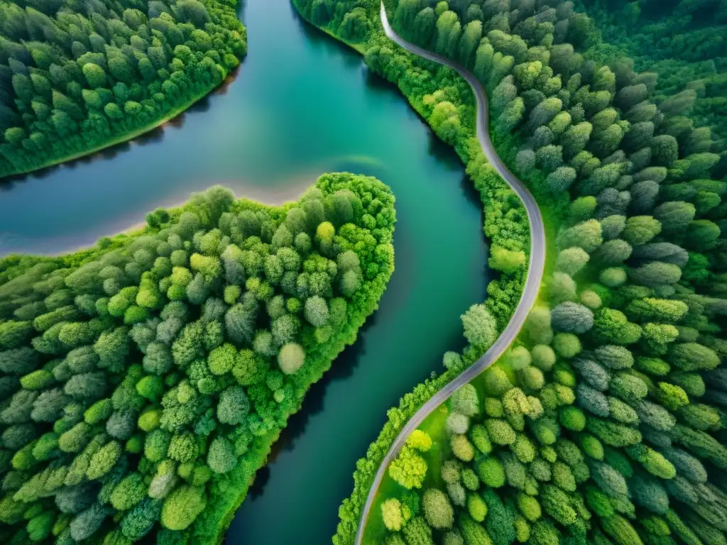 Red de ríos en selva: belleza aérea en sepia Imagen aérea sepia de ríos serpenteando en exuberantes bosques, con luz filtrándose